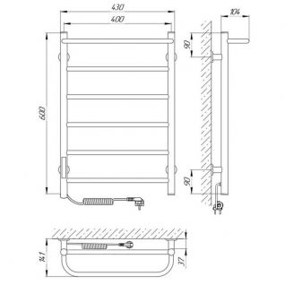 Полотенцесушитель электрический Laris Прайм П6 400/600 ХРОМ