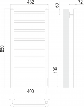 Полотенцесушитель электрический Terminus Аврора (quick touch)