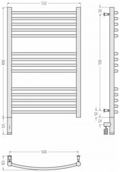 Полотенцесушитель электрический Сунержа Богема 3.0 выгнутая, левый МЭМ