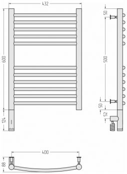 Полотенцесушитель электрический Сунержа Богема 3.0 выгнутая, левый МЭМ