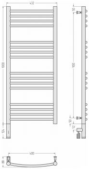 Полотенцесушитель электрический Сунержа Богема 3.0 выгнутая, левый МЭМ