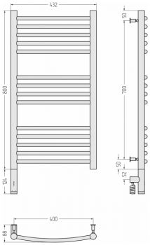 Полотенцесушитель электрический Сунержа Богема 3.0 выгнутая, левый МЭМ