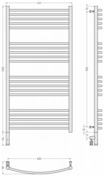 Полотенцесушитель электрический Сунержа Богема 3.0 выгнутая, левый МЭМ