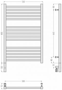 Полотенцесушитель электрический Сунержа Модус 3.0, левый МЭМ