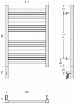 Полотенцесушитель электрический Сунержа Модус 3.0, левый МЭМ