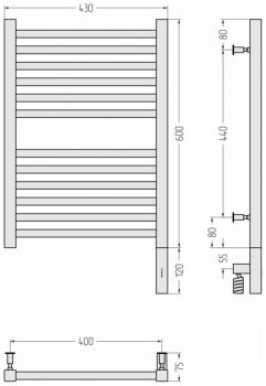 Полотенцесушитель электрический Сунержа Модус 3.0, правый МЭМ