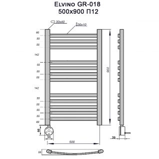 Полотенцесушитель электрический Grois Elvino GR-018 ral9005 черный