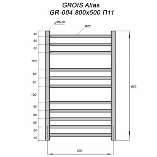 Полотенцесушитель электрический Grois Alias GR-004 П11 черный mat ral9005