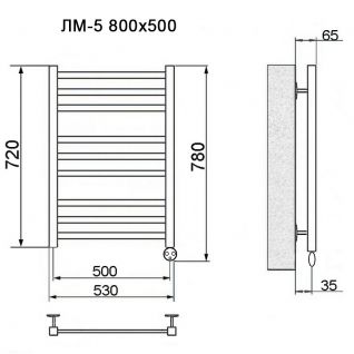 Полотенцесушитель электрический Ника Modern ЛМ 5 хром