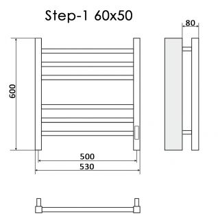 Полотенцесушитель электрический Ника Step-1 П6 60x50 RAL9016 белый матовый