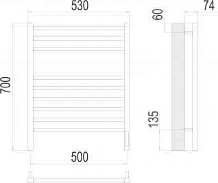 Полотенцесушитель электрический Terminus Сицилия sensor quick touch
