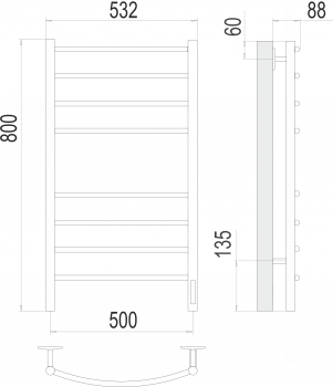 Полотенцесушитель электрический Terminus Классик КС белый, RAL 9003