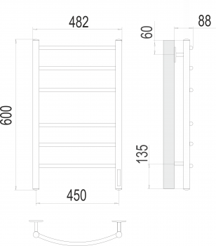 Полотенцесушитель электрический Terminus Классик КС черный, RAL 9005