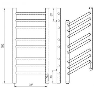 Полотенцесушитель электрический Laris Лаванда ЧК П8 30х70 белый матовый
