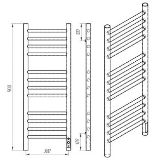 Полотенцесушитель электрический Laris Лаванда ЧК П12 30х90 белый матовый