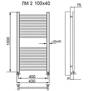 Полотенцесушитель водяной Ника Modern ЛМ 2 белый матовый