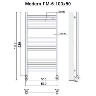 Полотенцесушитель электрический ПК Ника Modern ЛМ 6 белый матовый