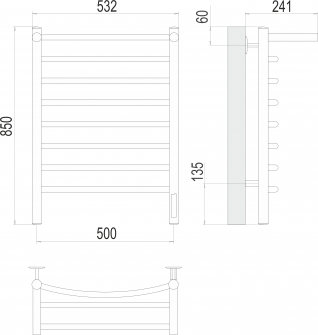 Полотенцесушитель электрический Terminus Классик с полкой