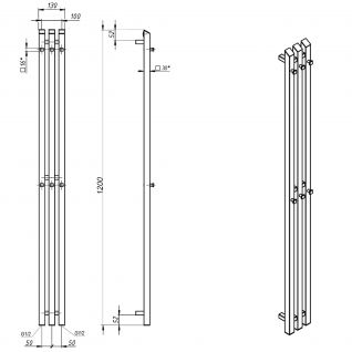 Полотенцесушитель водяной Grota Corsa с крючками черный матовый