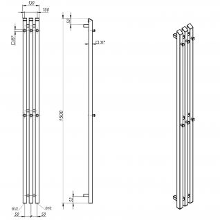 Полотенцесушитель водяной Grota Corsa с крючками черный матовый