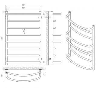 Полотенцесушитель электрический Laris Евромикс П8 500х800 черный матовый