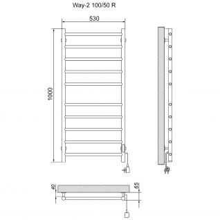 Полотенцесушитель электрический Ника Way-2 Универсальный черный матовый