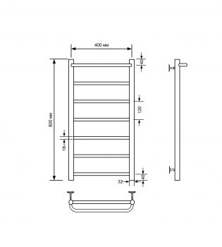 Полотенцесушитель водяной Comfysan Capri с полкой, черный матовый