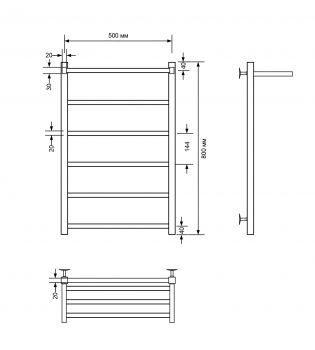 Полотенцесушитель водяной Comfysan Marte-K с полкой, хром