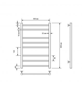 Полотенцесушитель водяной Comfysan Noumi, черный матовый