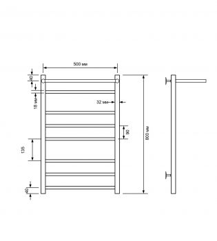 Полотенцесушитель водяной Comfysan Noumi с полкой, черный матовый