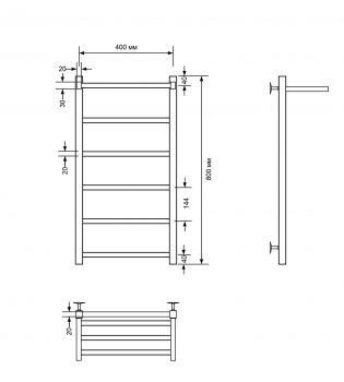 Полотенцесушитель электрический с/т Comfysan Marte-K с полкой, черный
