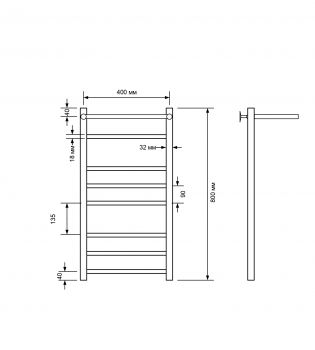 Полотенцесушитель электрический с/т Comfysan Noumi с полкой, черный