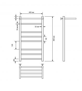 Полотенцесушитель водяной Comfysan Luce с полкой, белый
