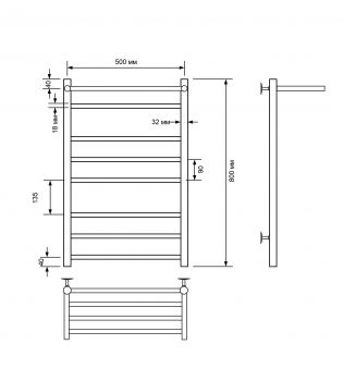 Полотенцесушитель электрический с/т Comfysan Luce с полкой, белый