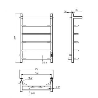 Полотенцесушитель электрический с/т Comfysan Classic EC-6 80/50 с полкой, черный