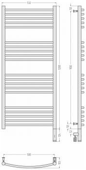 Полотенцесушитель электрический Сунержа Богема 3.0 прямая, правый МЭМ