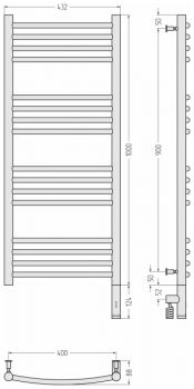 Полотенцесушитель электрический Сунержа Богема 3.0 прямая, правый МЭМ