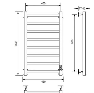 Полотенцесушитель электрический с/т Comfysan Roma-K черный матовый 
