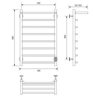 Полотенцесушитель электрический с/т Comfysan Scola с полкой, черный
