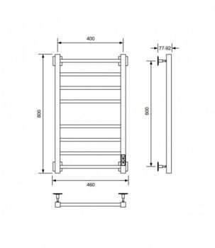 Полотенцесушитель электрический с/т Comfysan Unico-K, хром